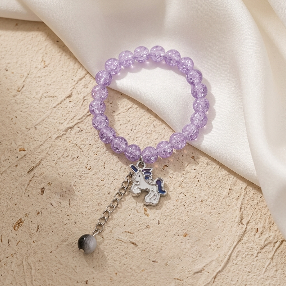 Urthn Crackle Beads And Charms Stylish Bracelets For Kids  (Set of 6)