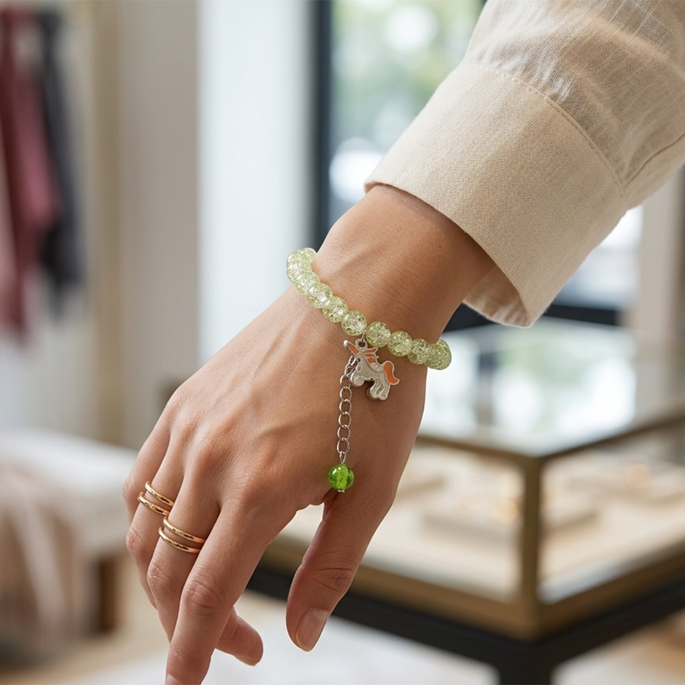 Urthn Crackle Beads And Charms Stylish Bracelets For Kids  (Set of 6)