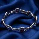 Urthn Silver-Tone Evil Eye Beaded Adjustable Kada Bracelet(Pack of 6)