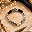 Urthn Stylish Black Beaded with Oxidised Charm Bracelet for Women & Girls