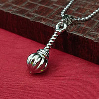 JewelMaze Hanuman Gada Silver Pendant with ball chain For Unisex