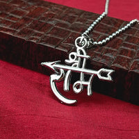 JewelMaze " Shree Ram " Silver Chain Pendant
