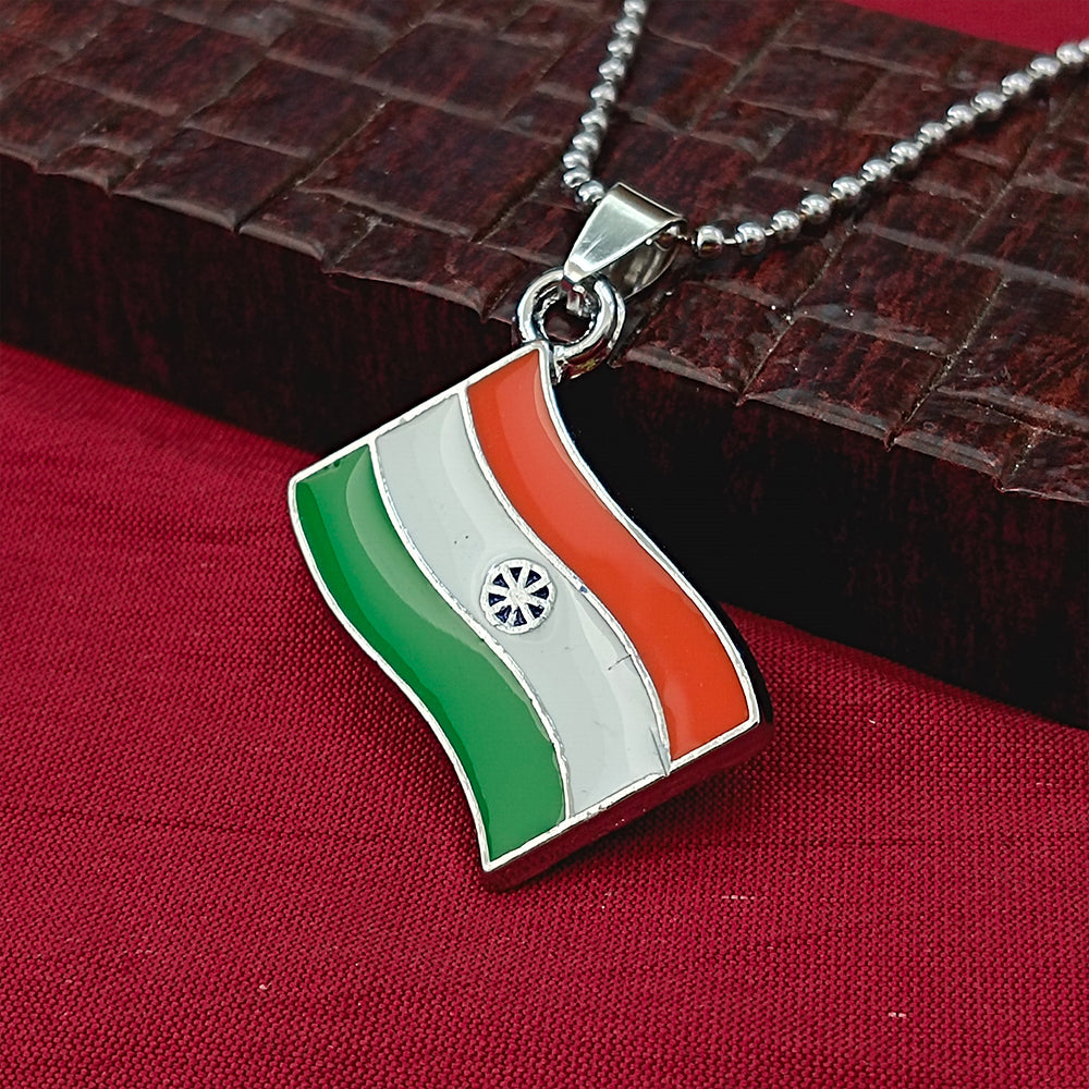 JewelMaze India Flag Chain Pendant For Men