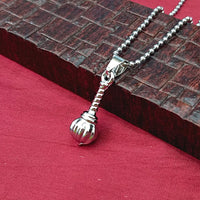 Urthn Hanuman Gada Silver Pendant with ball chain For Unisex