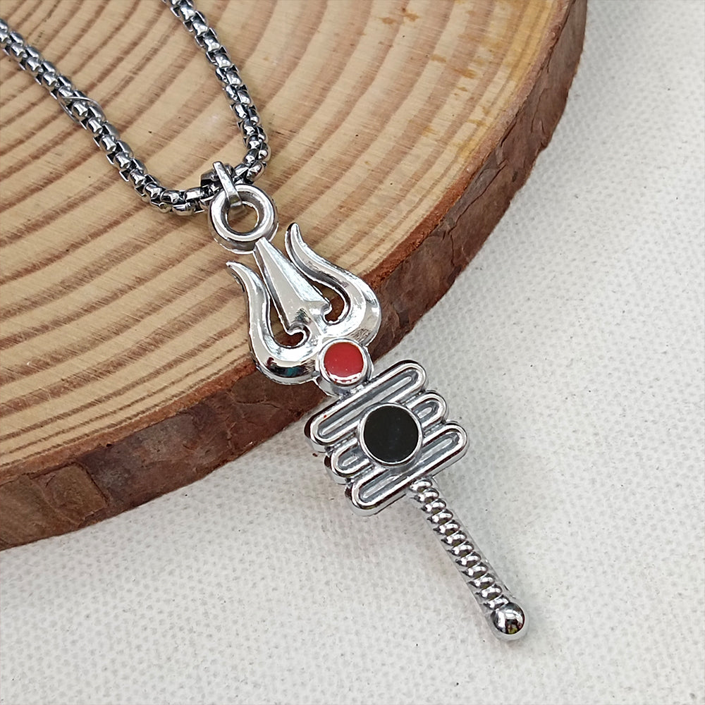 JewelMaze Shiva Trishul  Chain Pendant Pendant