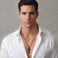 Urthn Egyptian Ankh Symbol Black Pendant Necklace  for Men's (Pack Of 6)