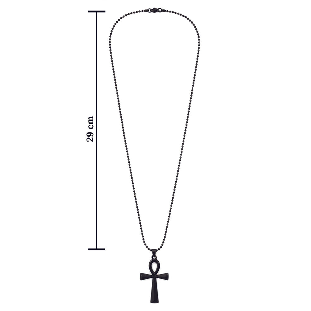 Urthn Egyptian Ankh Symbol Black Pendant Necklace  for Men's (Pack Of 6)