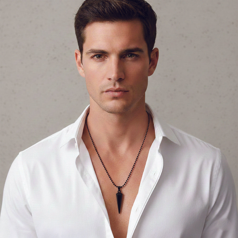 Urthn Stylish Black Pointed Bar Pendant Necklace  for Men's (Pack Of 6)