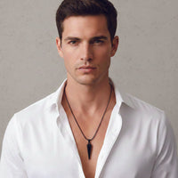 Urthn Stylish Black Pointed Bar Pendant Necklace  for Men's (Pack Of 6)