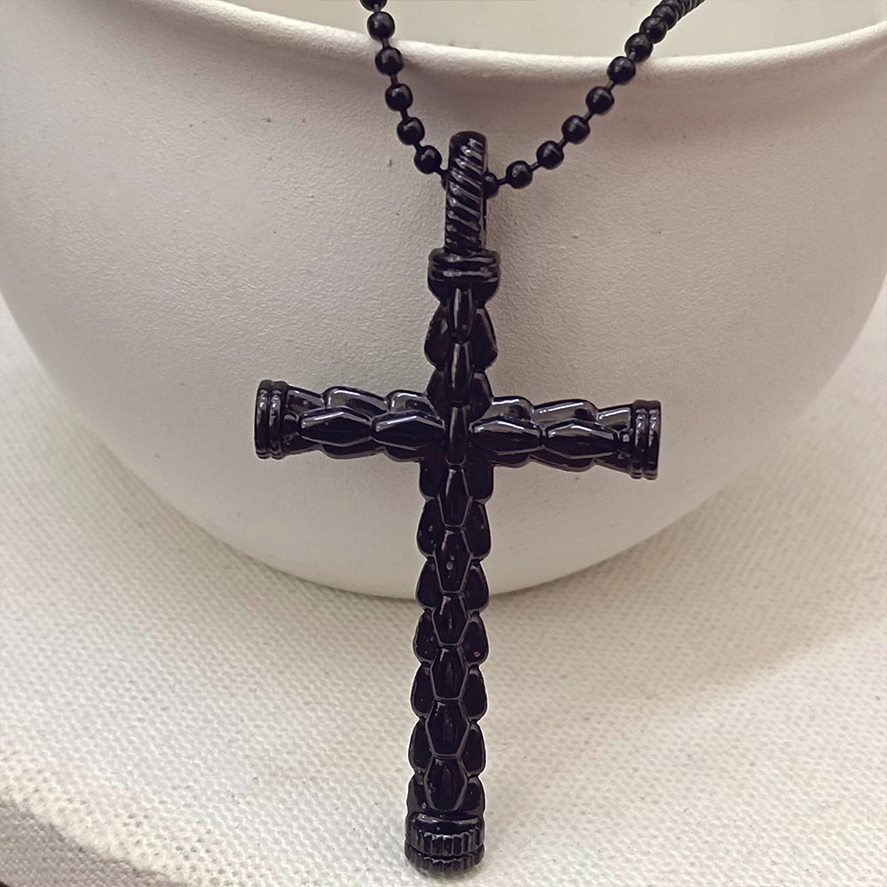 Urthn Statement Black Cross Pendant with Chain  for Men's (Pack Of 6)