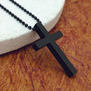 Urthn Stylish Black Cross Pendant with Beaded Chain  for Men's (Pack Of 6)
