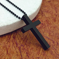 Urthn Stylish Black Cross Pendant with Beaded Chain  for Men's (Pack Of 6)