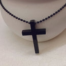 Urthn Stylish Black Cross Pendant with Beaded Chain  for Men's (Pack Of 6)
