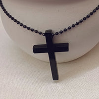 Urthn Stylish Black Cross Pendant with Beaded Chain  for Men's (Pack Of 6)
