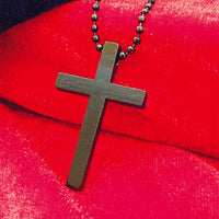 Urthn Stylish Black Cross Pendant with Beaded Chain  for Men's (Pack Of 6)