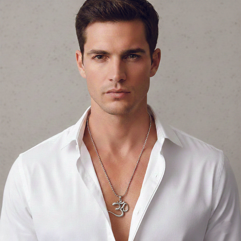 Urthn Spiritual Om Symbol Pendant Chain for Men (Pack Of 6)