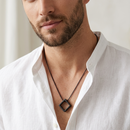 Urthn Stylish Square Steel Chain Pendant for Men (Pack of 6)