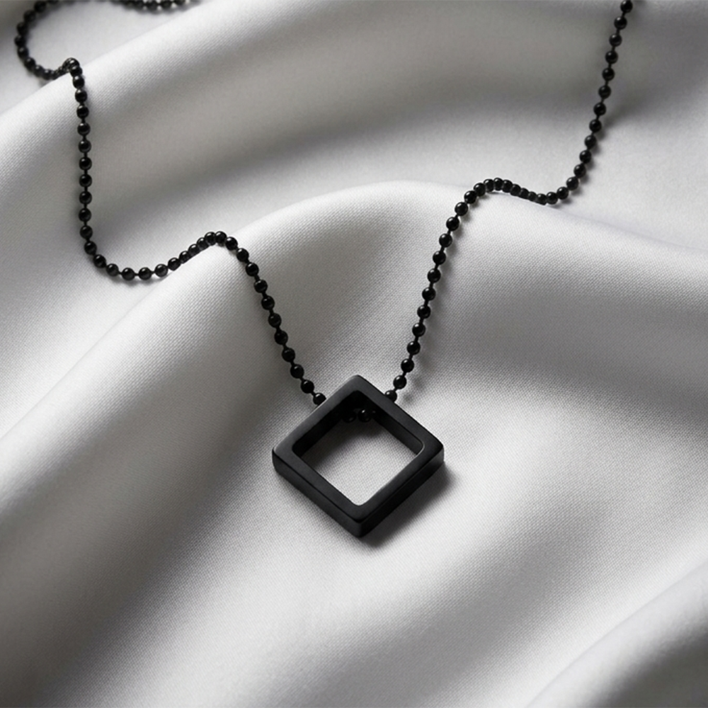Urthn Stylish Square Steel Chain Pendant for Men (Pack of 6)