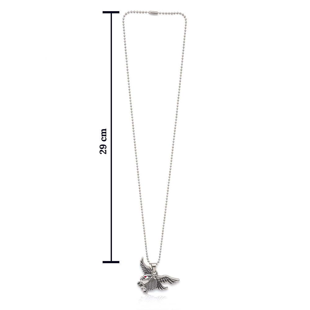 Urthn Flying Eagle Silver Finish Pendant Chain for Men (Pack Of 6)