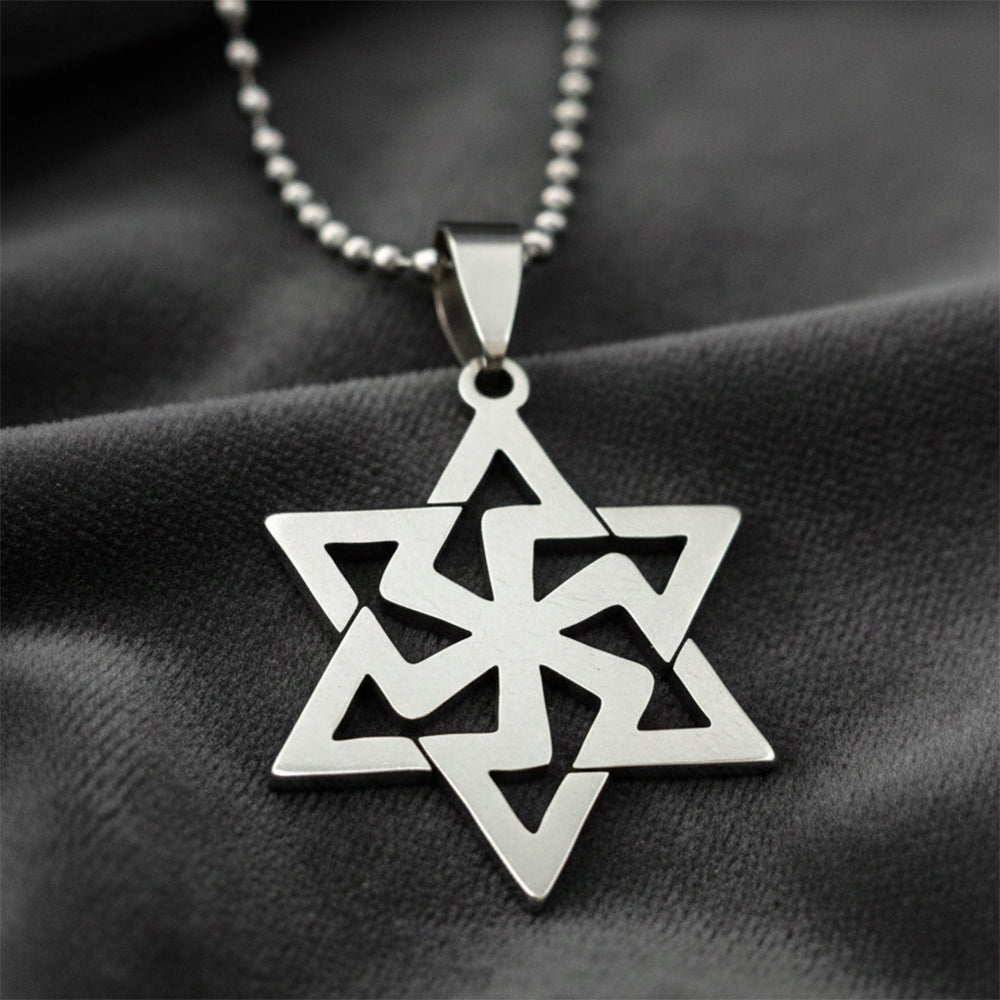 Urthn Stainless Steel Geometric Star Pendant Necklace(Pack of 6)