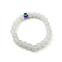 Urthn Grey Obsidian Beads Bracelet with Evil Eye Charm