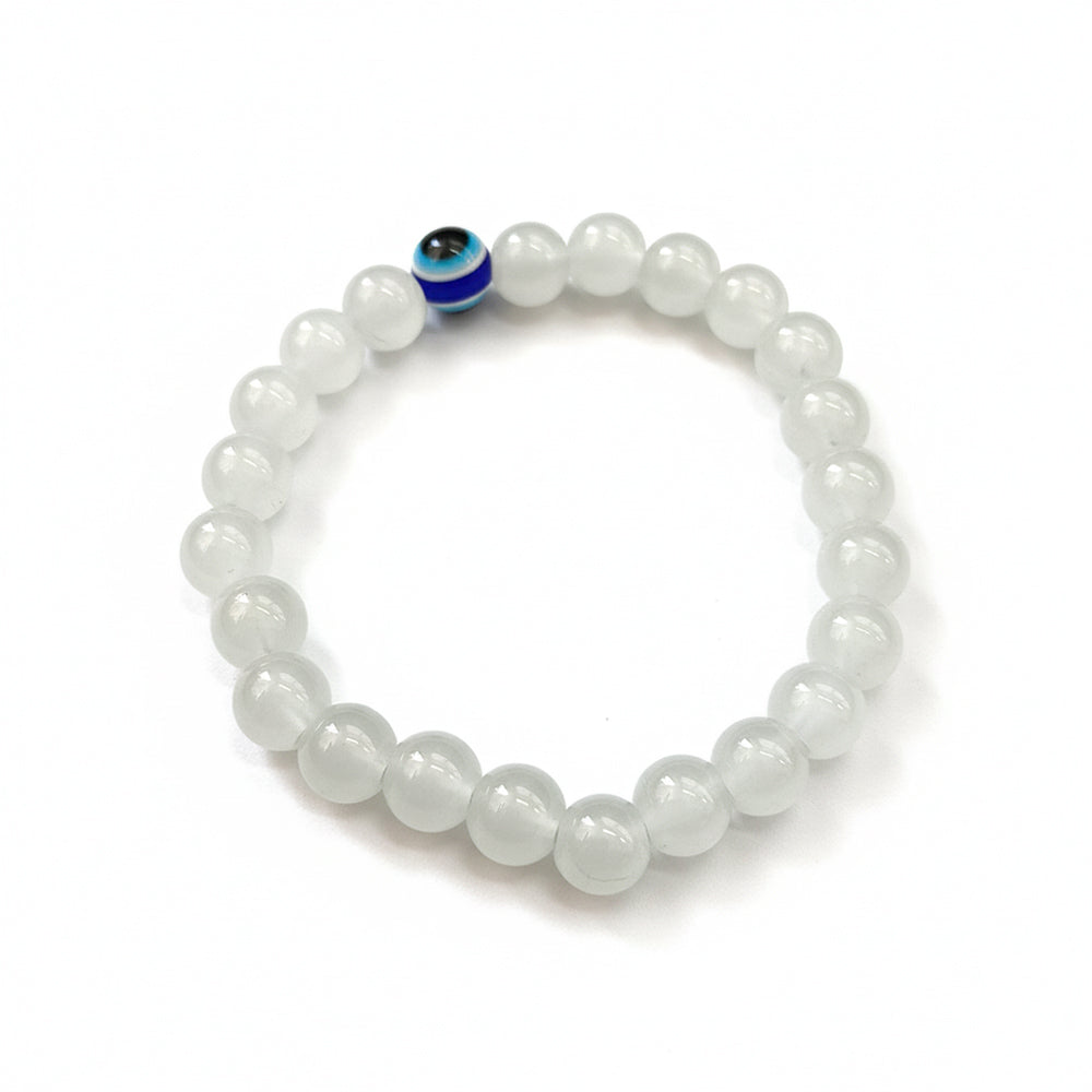 Urthn Grey Obsidian Beads Bracelet with Evil Eye Charm (Pack Of 6)