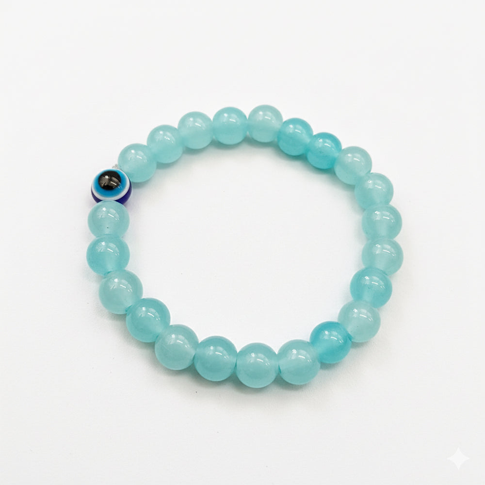 Urthn Blue Beads Bracelet with Evil Eye Charm