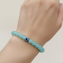Urthn Blue Beads Bracelet with Evil Eye Charm