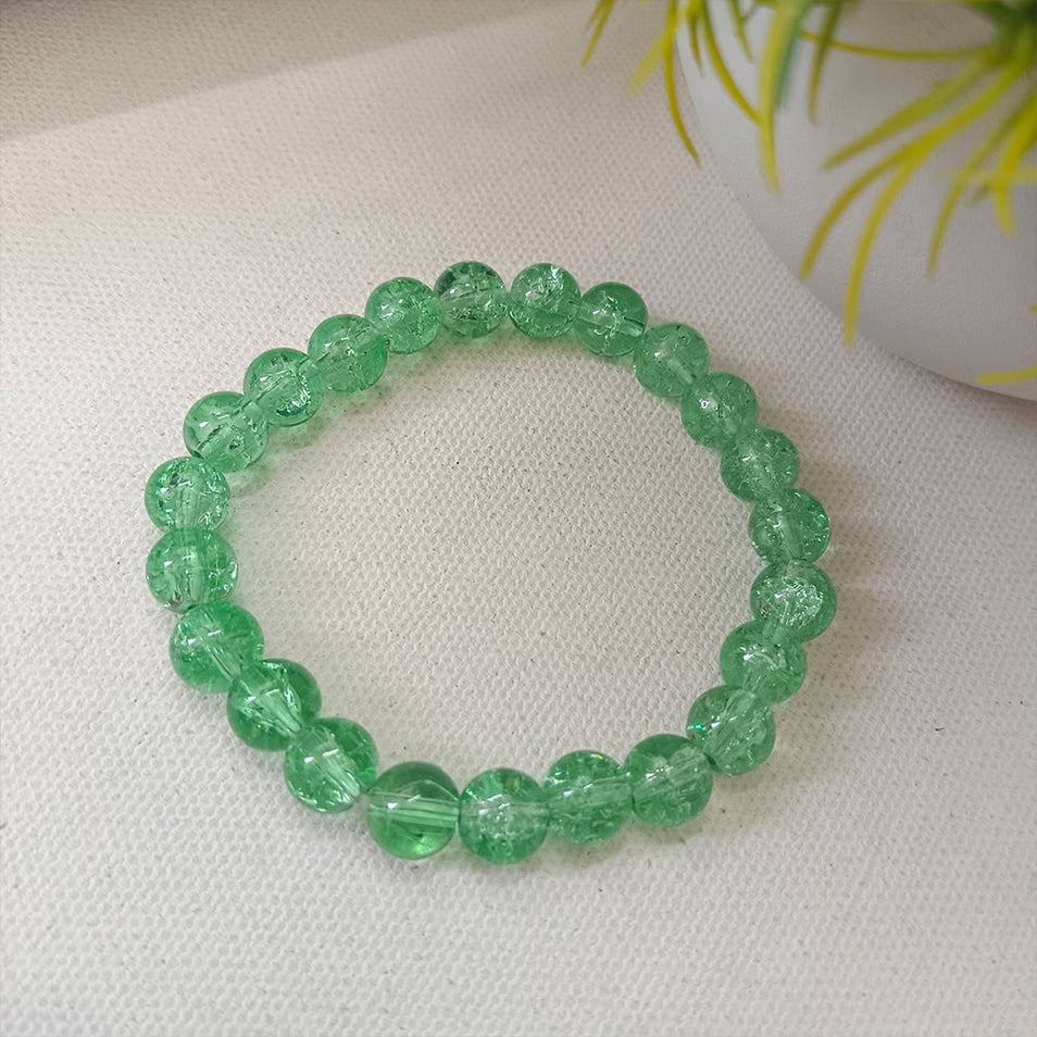 Urthn Stretchable Green Beaded Wrist Bracelet (Pack Of 6)