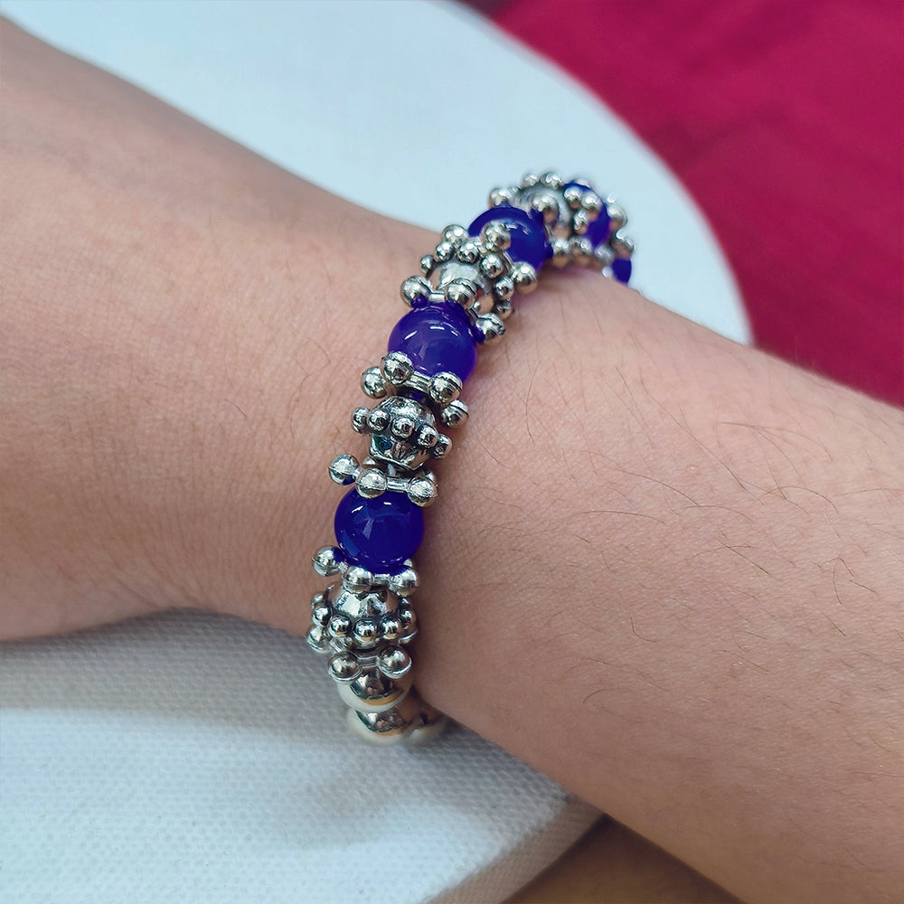 Urthn Stretchable Purple Color Beaded Wrist Bracelet