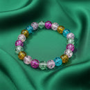 Urthn Crystal Crackle Multicolor Glass Beads Bracelet (Pack Of 6)