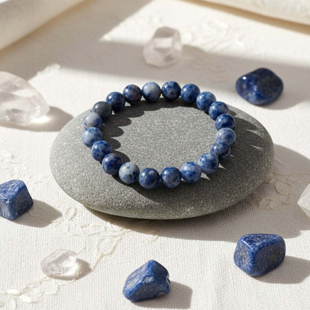 Urthn Sodalite Natural Stone Bracelet Improves Communication(Pack of 3)