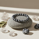 Urthn Black Sesame Jasper Natural Stone Bracelet(Pack of 3)