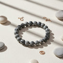 Urthn Black Sesame Jasper Natural Stone Bracelet(Pack of 3)