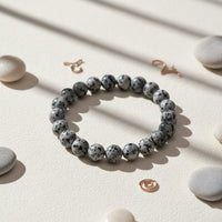 Urthn Black Sesame Jasper Natural Stone Bracelet(Pack of 3)