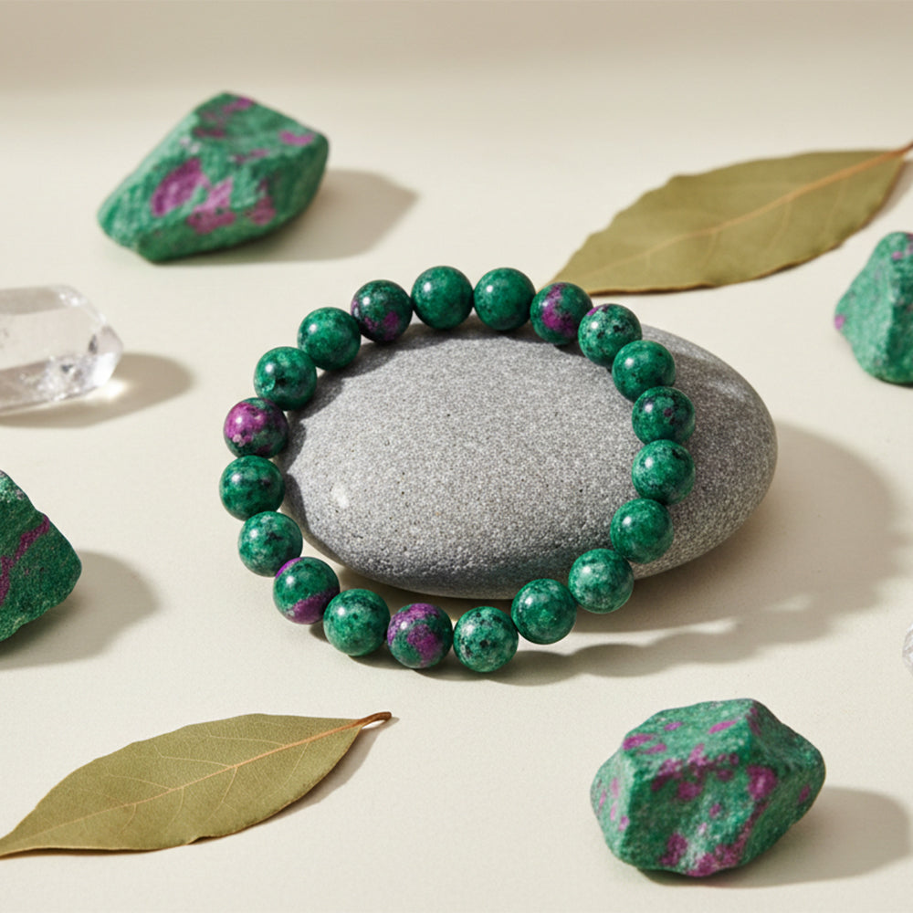 Urthn Ruby Zoisite Natural Stone Bracelet(Pack of 3)