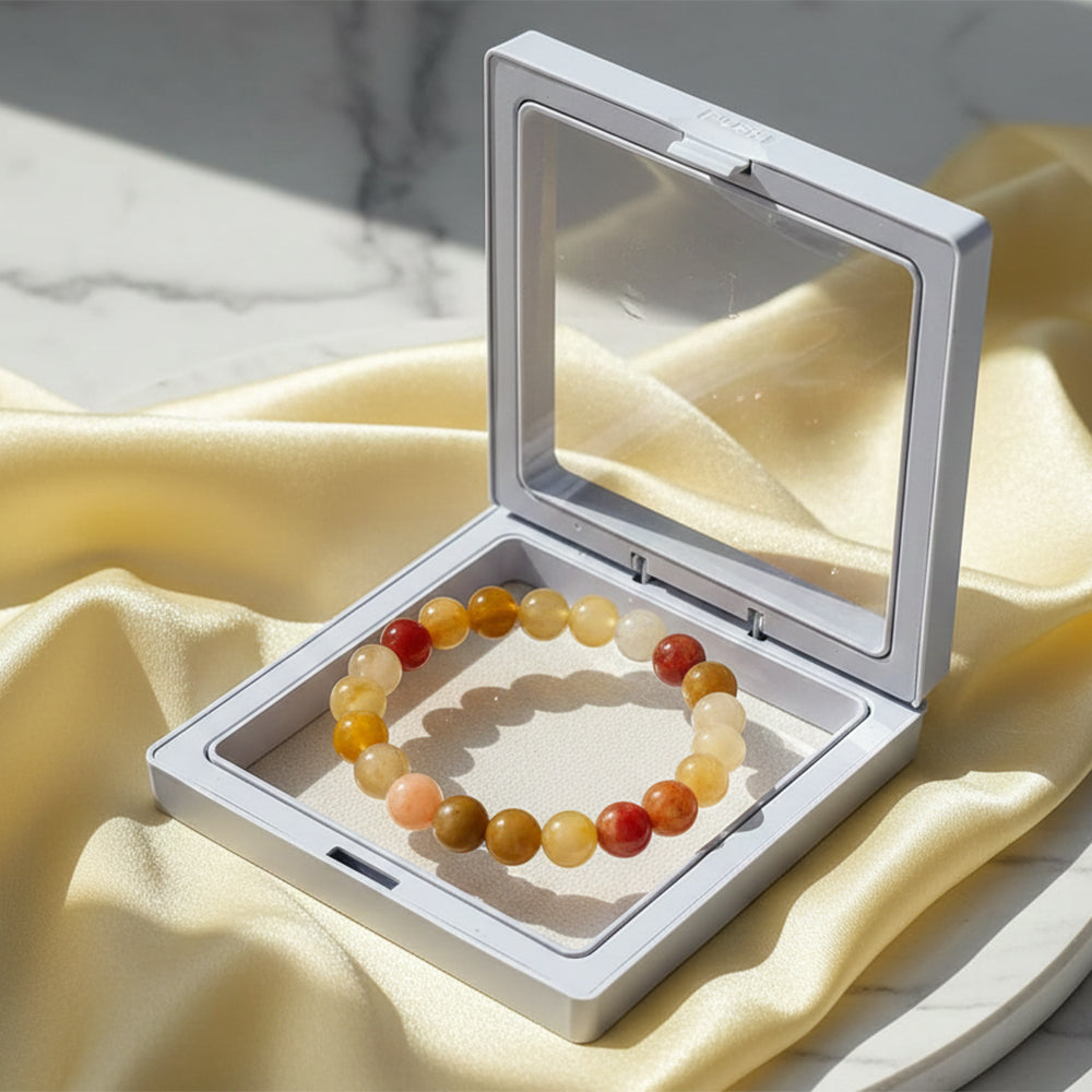 Urthn Golden Silk Jade  Natural Stone Bracelet(Pack of 3)