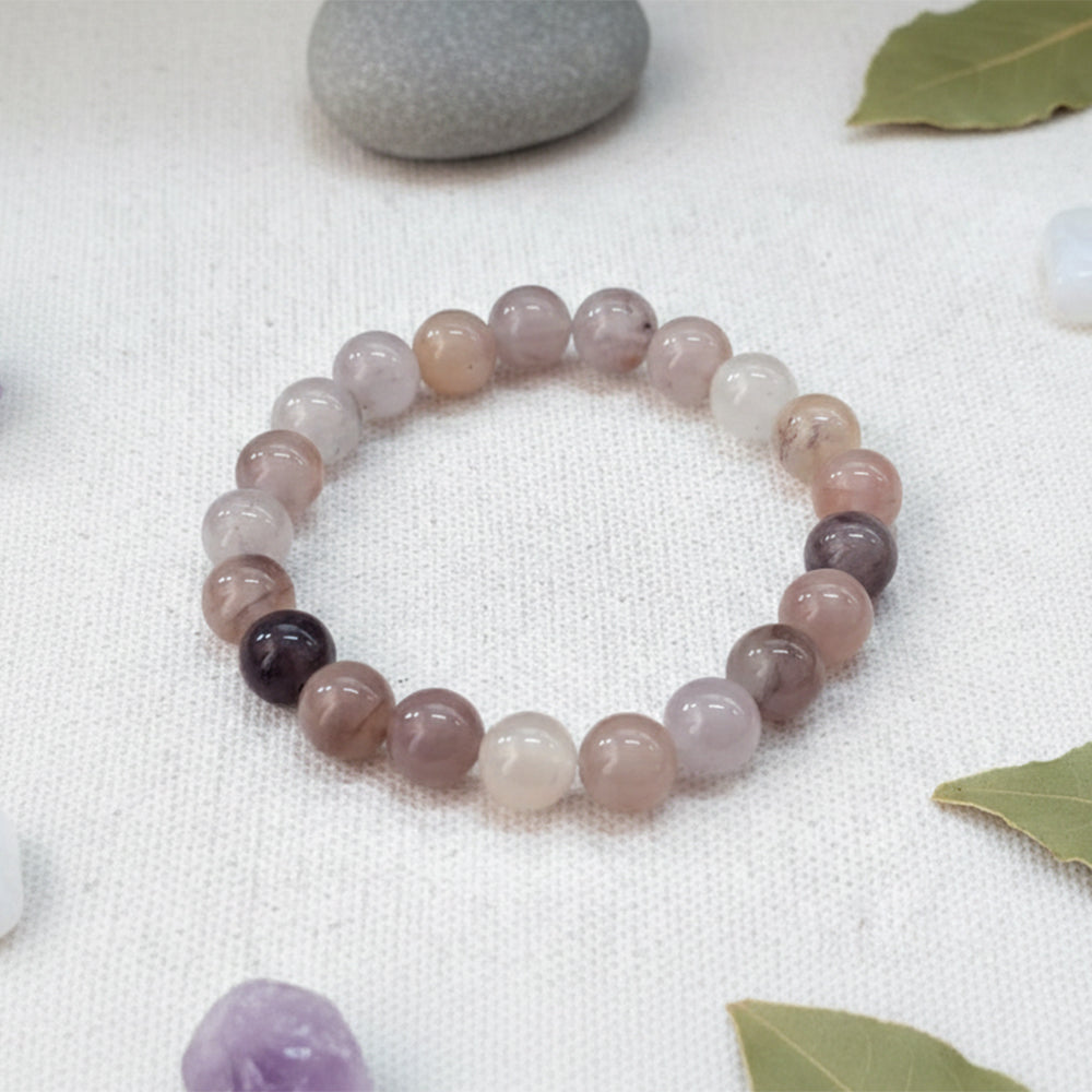 Urthn lavender And Rose Quartz Natural Stone Bracelet(Pack of 3)