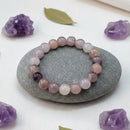Urthn lavender And Rose Quartz Natural Stone Bracelet(Pack of 3)