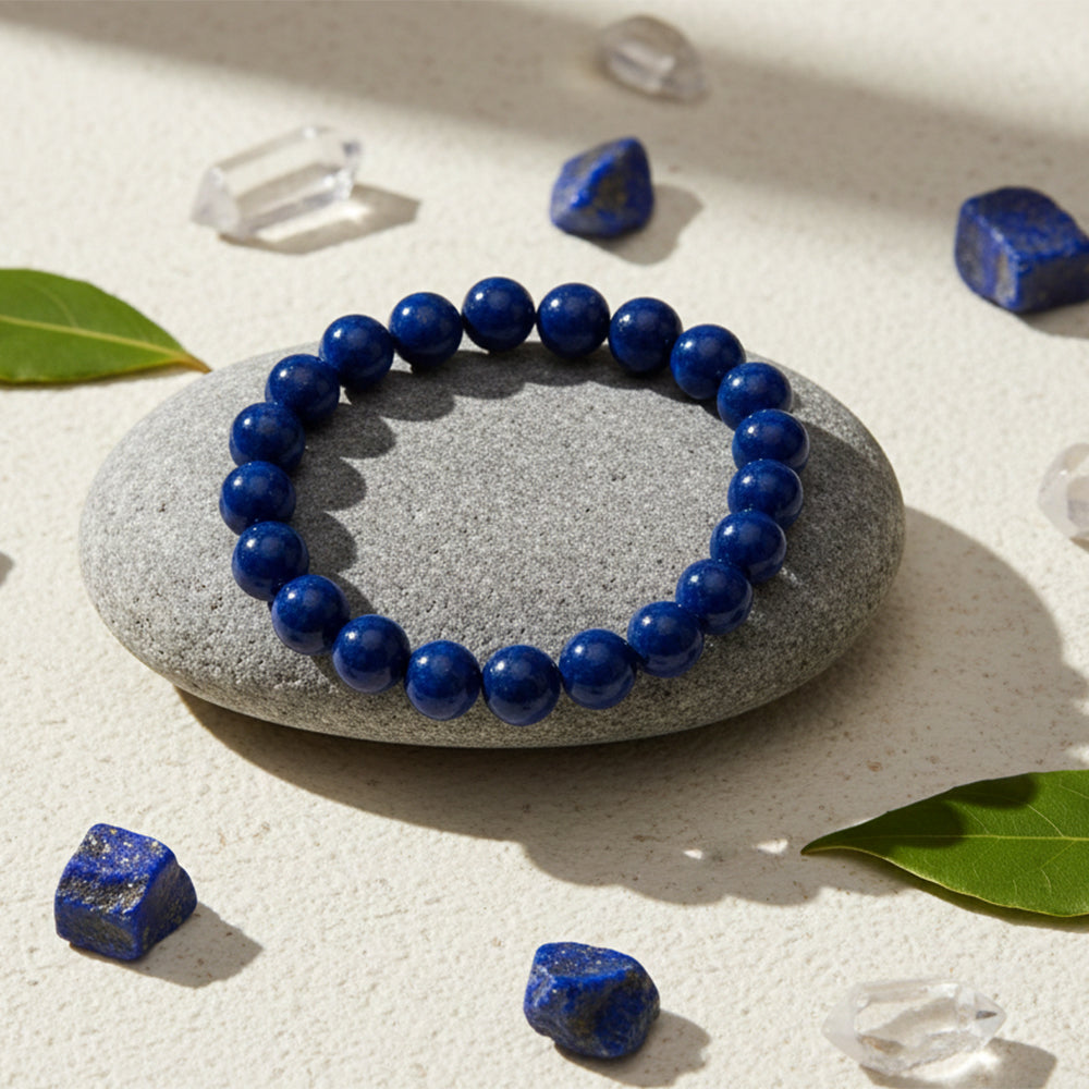 Urthn Lapis Lazuli Natural Stone Bracelet For Meditation(Pack of 3)