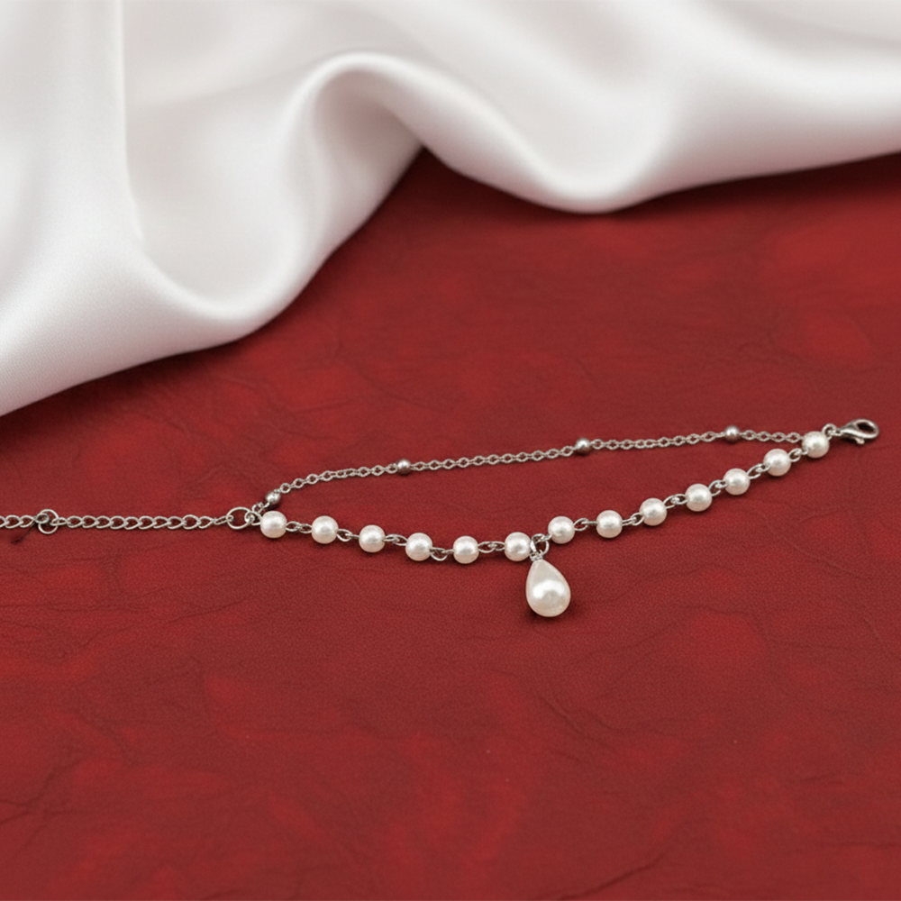 Urthn Silver Plated Pearl Multi Layer Bracelet(Pack of 6)