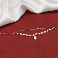 Urthn Silver Plated Pearl Multi Layer Bracelet(Pack of 6)