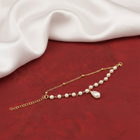 Urthn Gold Plated Pearl Multi Layer Bracelet(Pack of 6)