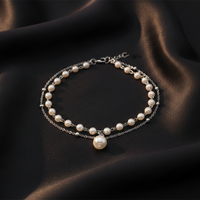 Urthn Silver Plated Pearl Multi Layer Bracelet(Pack of 6)