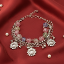 Urthn Silver Plated Assorted Charms Multi Layer Bracelet(Pack of 6)