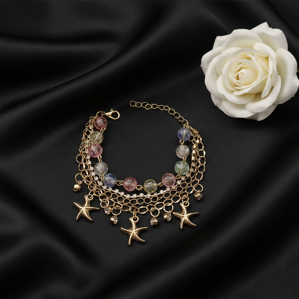 Urthn Gold Plated Assorted Charms Multi Layer Bracelet(Pack of 6)