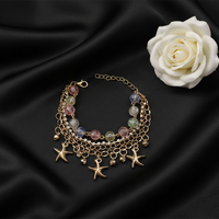 Urthn Gold Plated Assorted Charms Multi Layer Bracelet(Pack of 6)