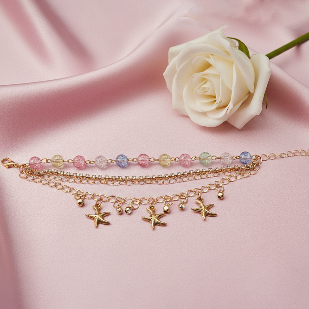 Urthn Gold Plated Assorted Charms Multi Layer Bracelet(Pack of 6)