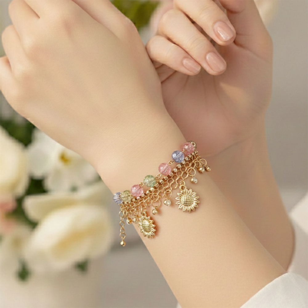 Urthn Gold Plated Assorted Charms Multi Layer Bracelet(Pack of 6)