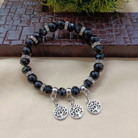 Urthn Minimal Black Crystal Beads Bracelet